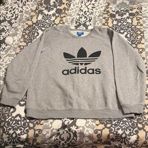 Adidas Men's Gray Crewneck Sweater - trefoil